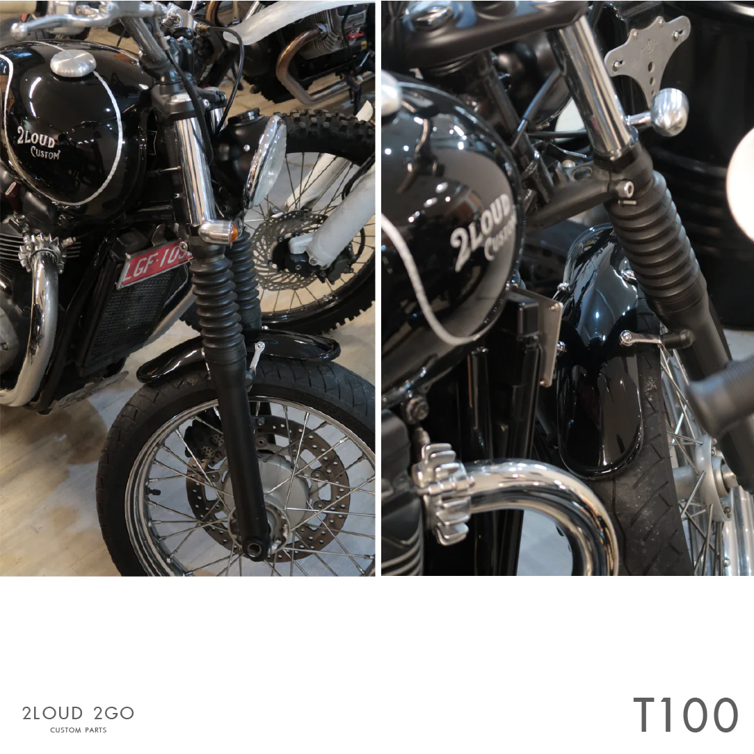 2Loud Custom 水冷凱旋T100/T120 前土除 鋁製拋光銀