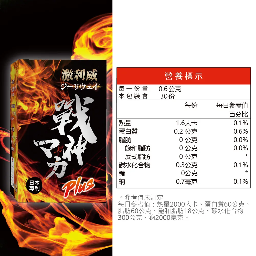 『秘魯95％紅黑馬卡＋紐西蘭紅鹿茸』激利威Plus戰神馬卡膠囊 (30入/盒)