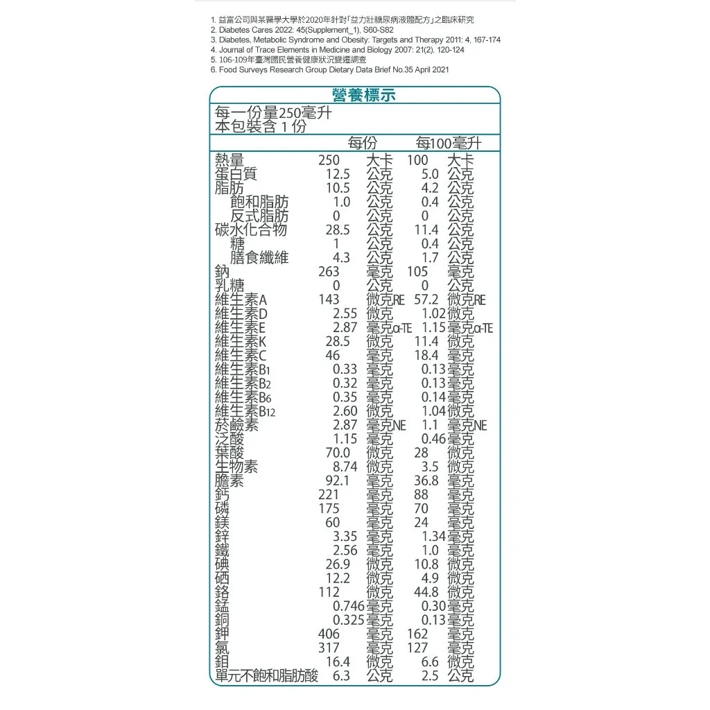 益力壯 糖尿病配方 『 香草口味 』24入/箱