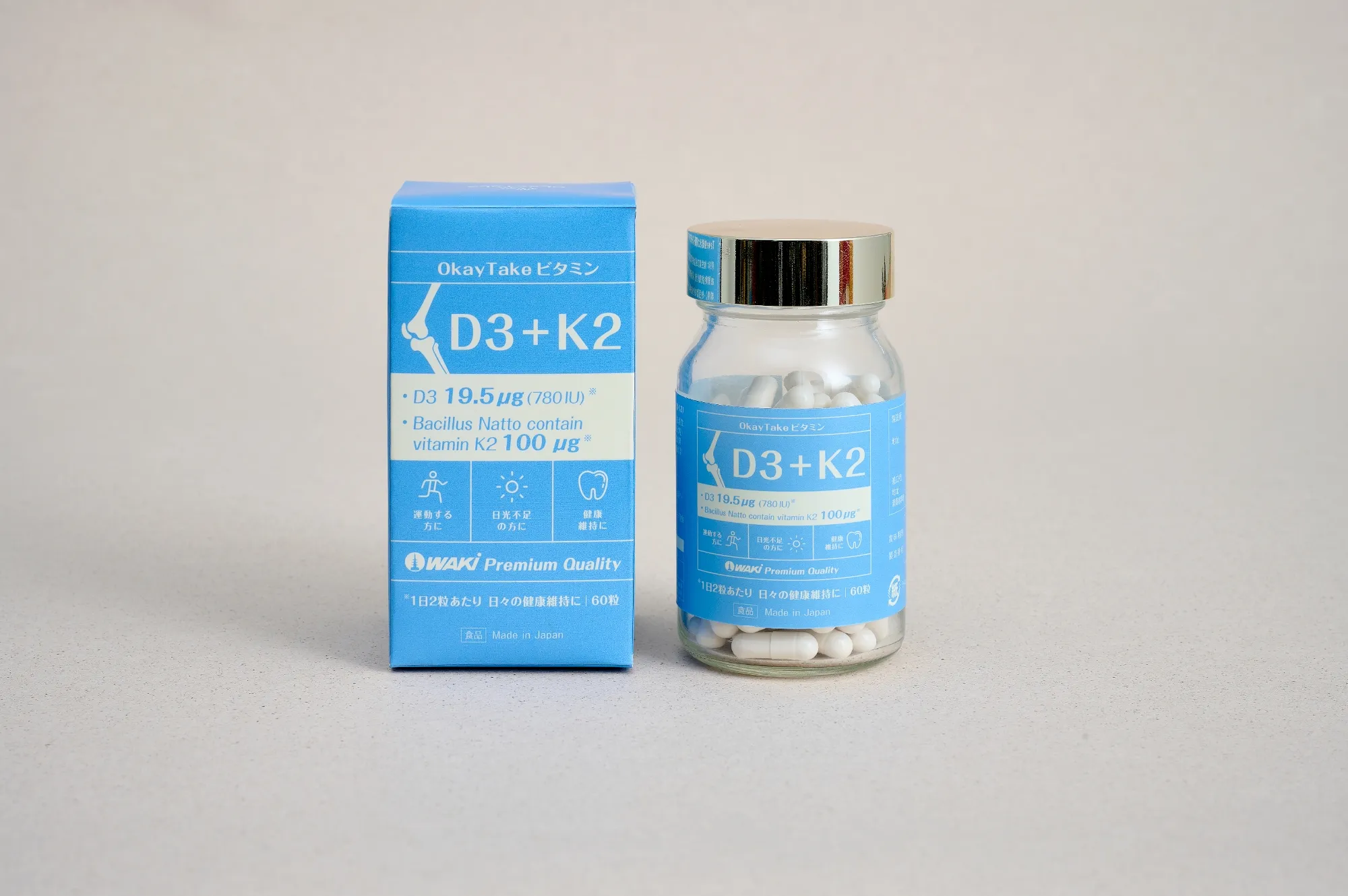 OkayTake 強健活力膠囊 D3+K2『納豆箘末』60粒