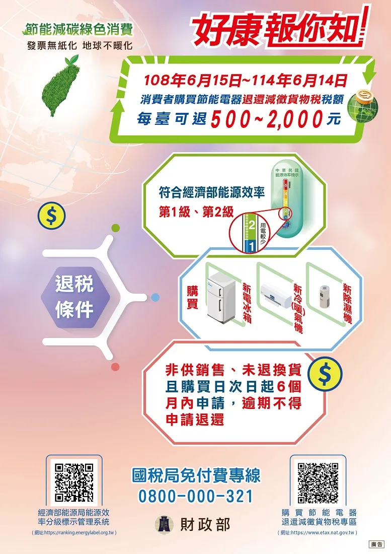 節能電器退還減徵貨物稅專區 | 雲林冷氣安裝,斗南冷氣安裝